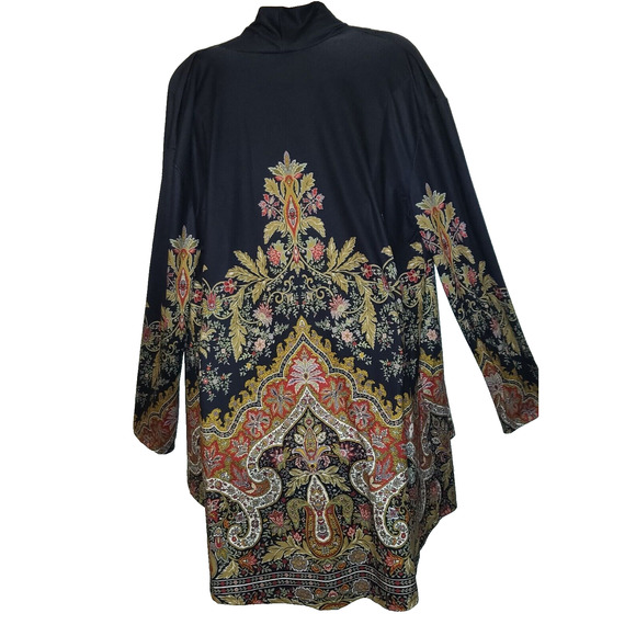 Zolucky Jacket Top Women Size L Lightweight ARTSY Floral Designs BOHEMIAN Multi - Picture 7 of 13